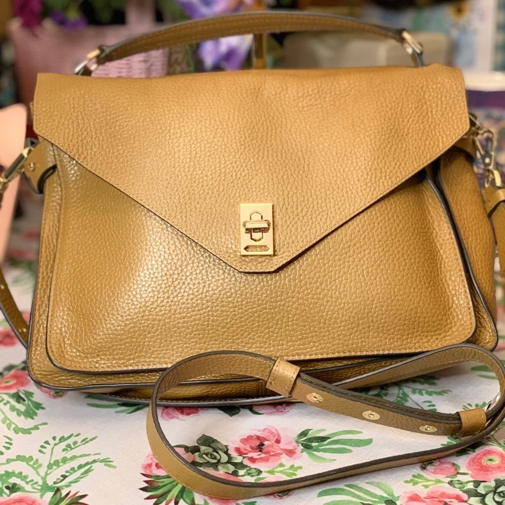 ❤️Price Drop❤️HP⭐️❤️Rebecca Minkoff Tan Leather Messenger Satchel - Picture 1 of 16